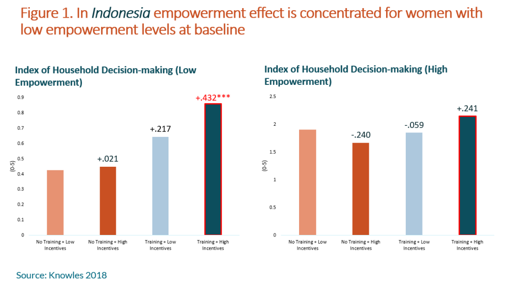 Graph showing index of household decision-making, high empowerment vs. low empowerment
